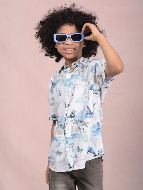 boys printed collared casual shirt - 21881477 - Standard Image - 0