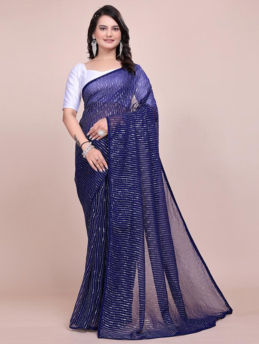 women sequined detailed party wear saree with blouse - 21881511 - Zoom Image - 0
