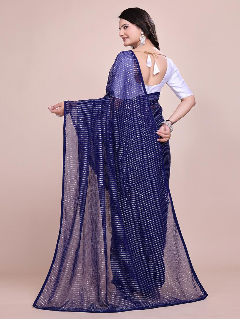 women sequined detailed party wear saree with blouse - 21881511 - Standard Image - 3