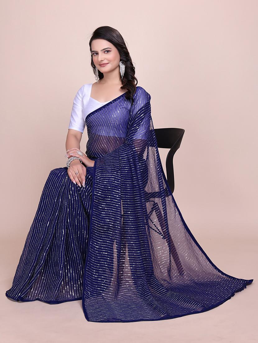 women sequined detailed party wear saree with blouse - 21881511 - Standard Image - 5