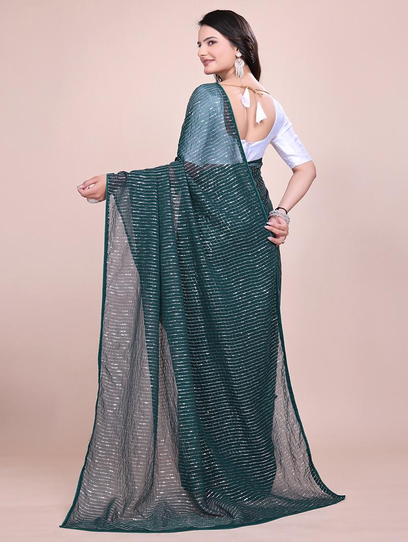 women sequined detailed party wear saree with blouse - 21881512 - Standard Image - 3