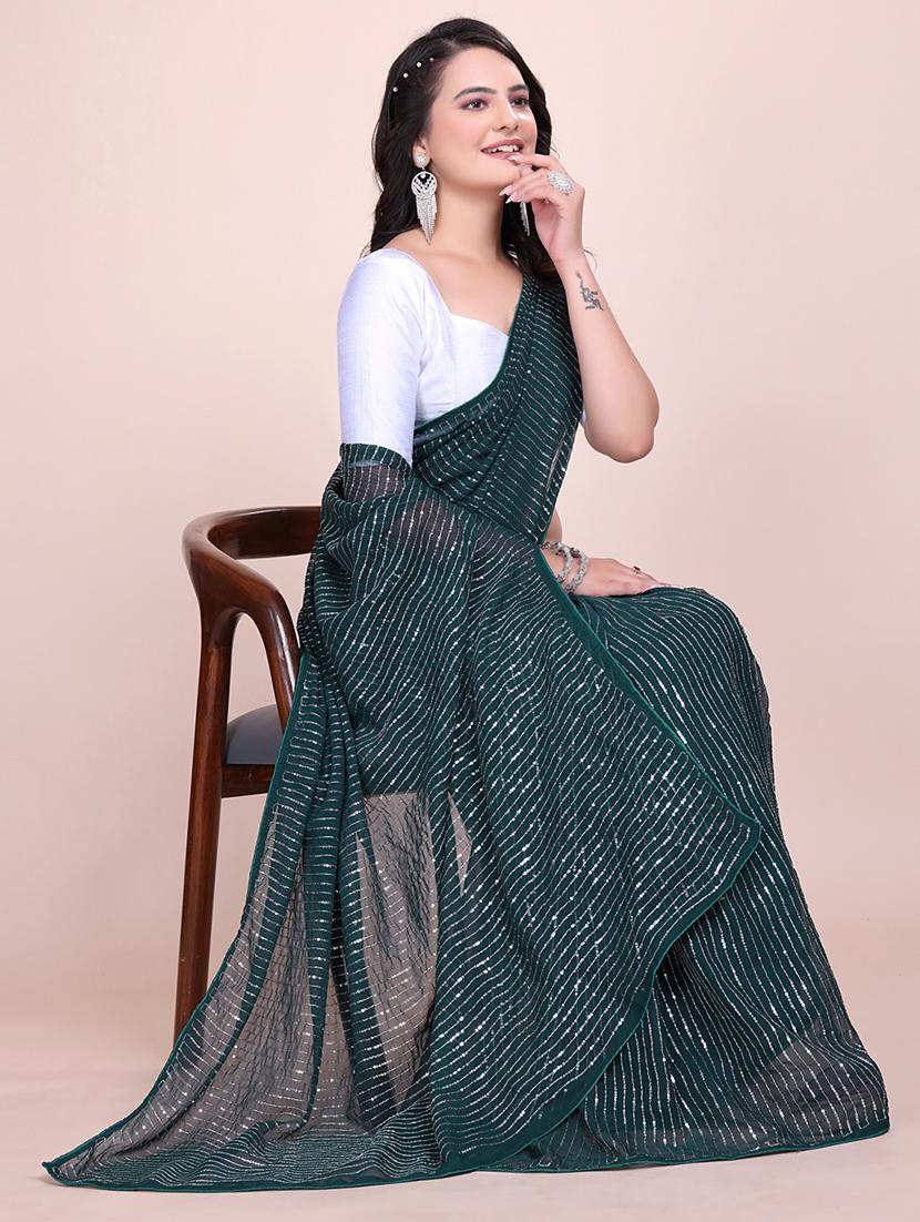 women sequined detailed party wear saree with blouse - 21881512 - Standard Image - 5