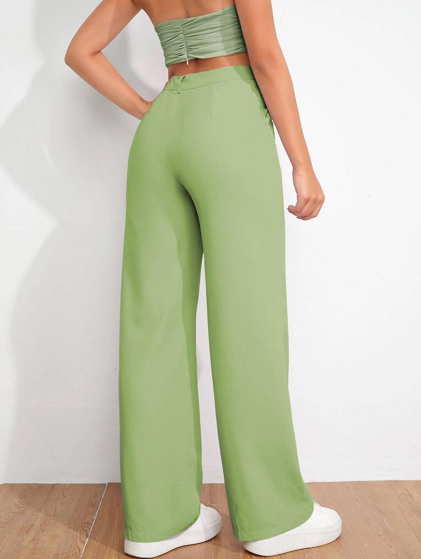 women solid high rise straight trouser - 21881565 - Standard Image - 3