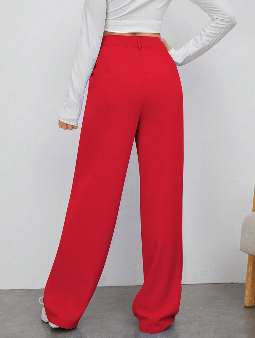 women solid high rise wide leg trouser - 21881570 - Standard Image - 3