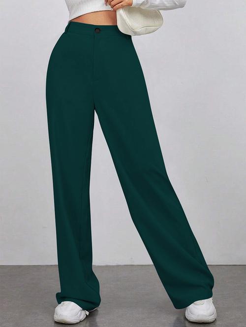 women solid high rise straight trouser - 21881577 -  Standard Image - 0