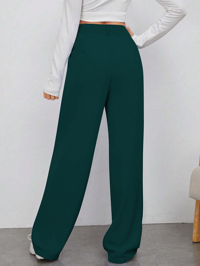 women solid high rise straight trouser - 21881577 - Standard Image - 3