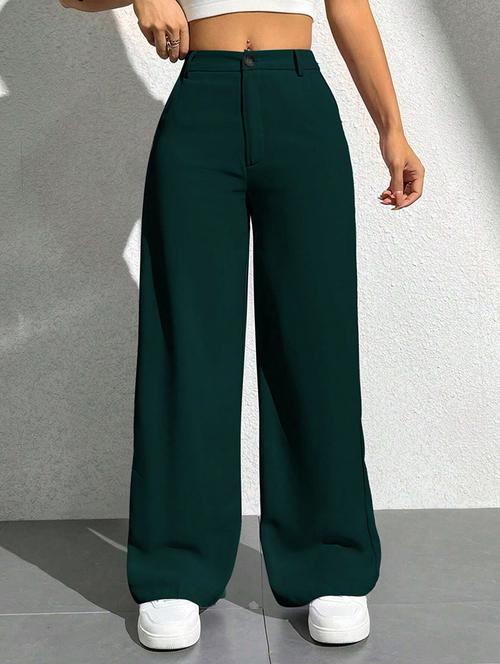 women solid high rise wide leg trouser - 21881578 -  Standard Image - 0