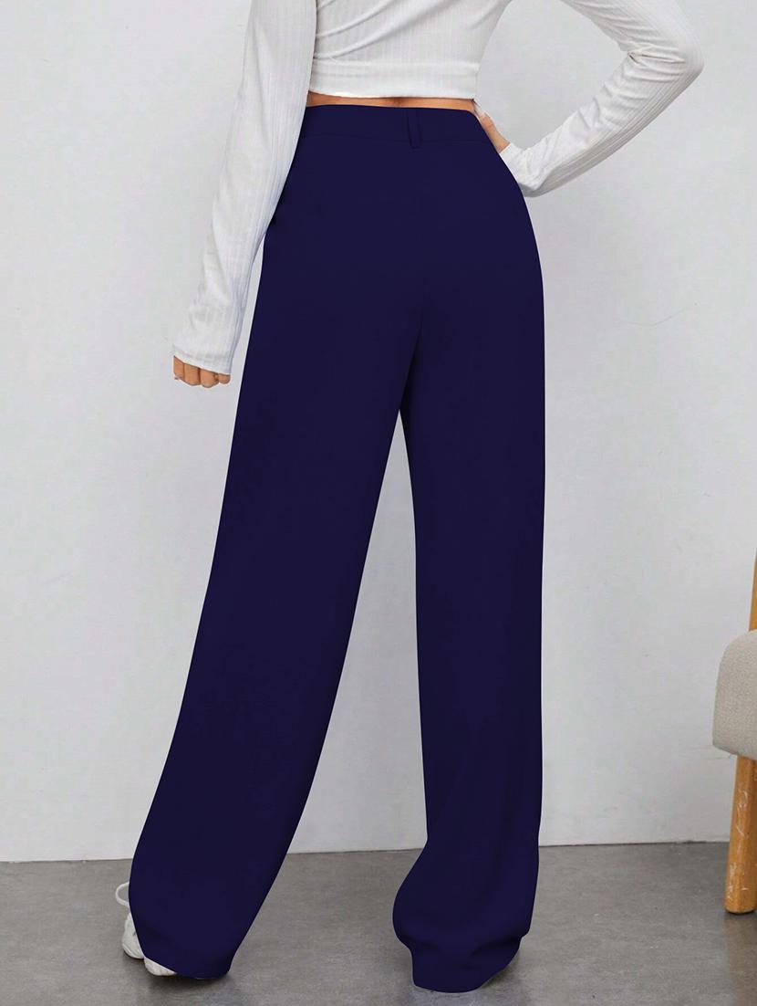 women solid high rise straight trouser - 21881588 - Standard Image - 3