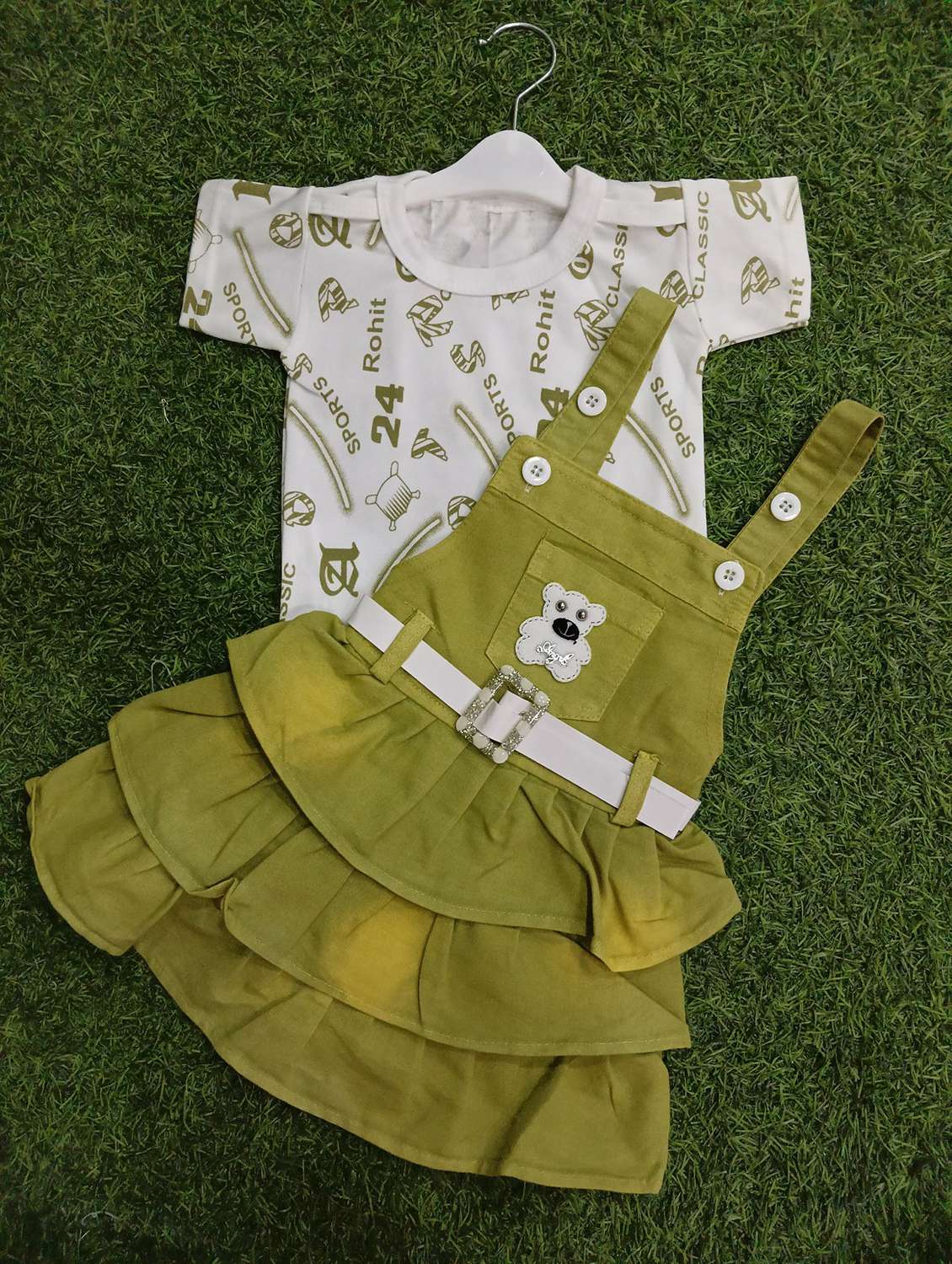 girls printed adjustable strap dungaree dress