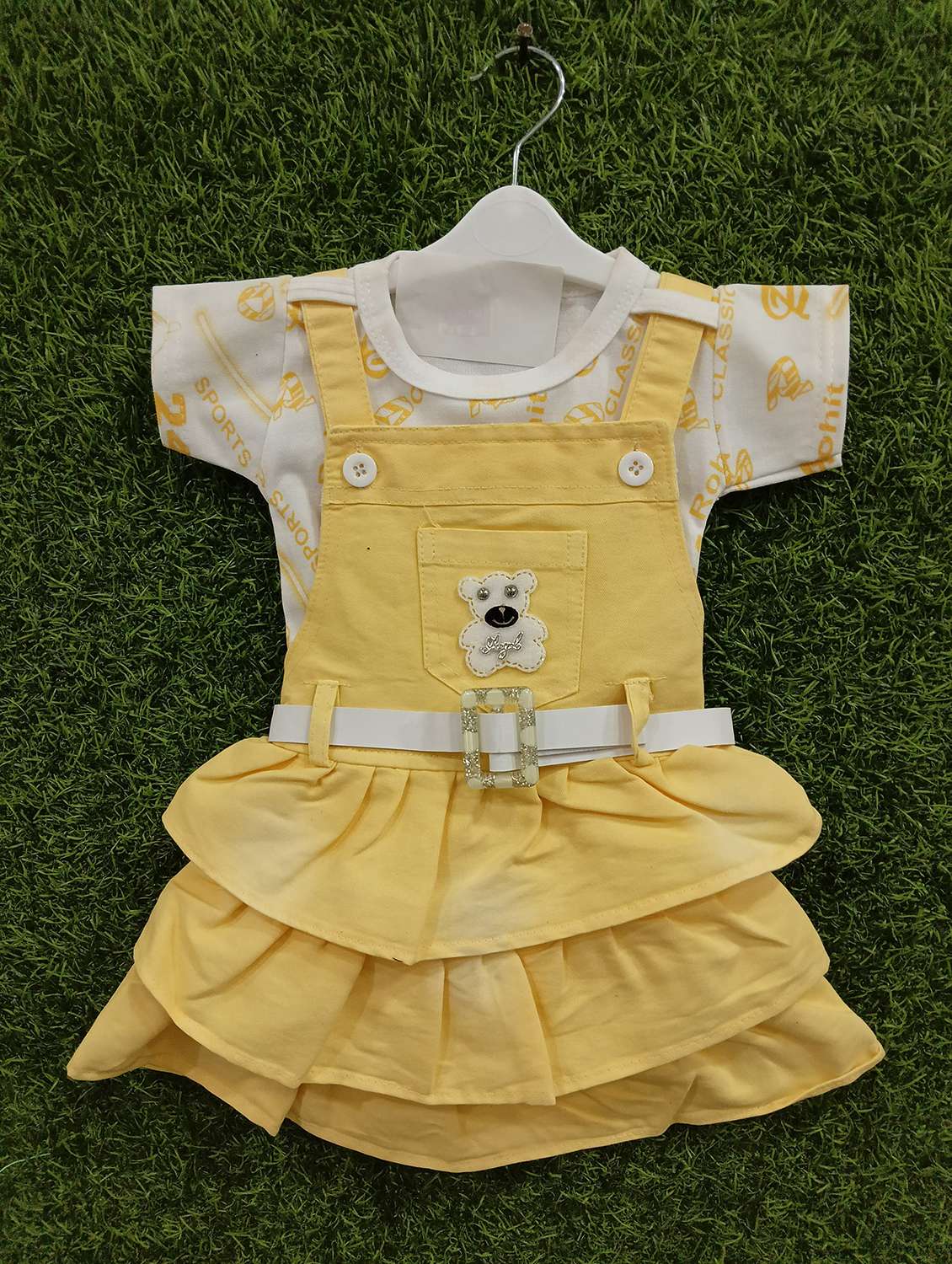 girls printed adjustable strap dungaree dress