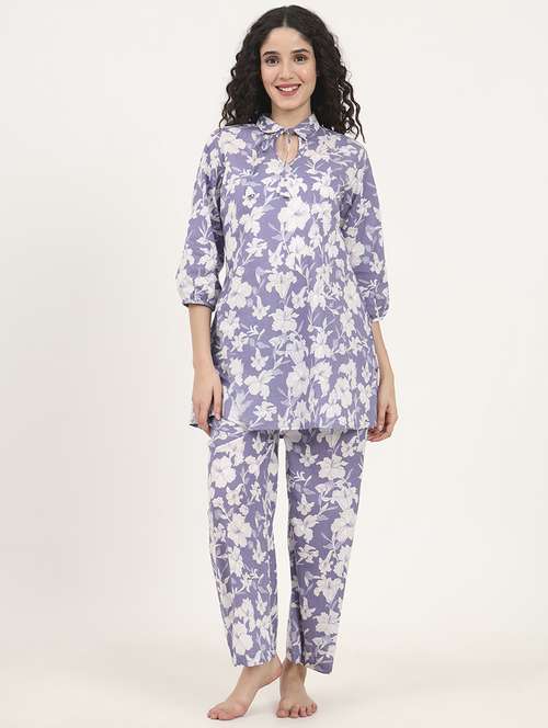 women printed nightwear pyjama set - 21881658 -  Standard Image - 0