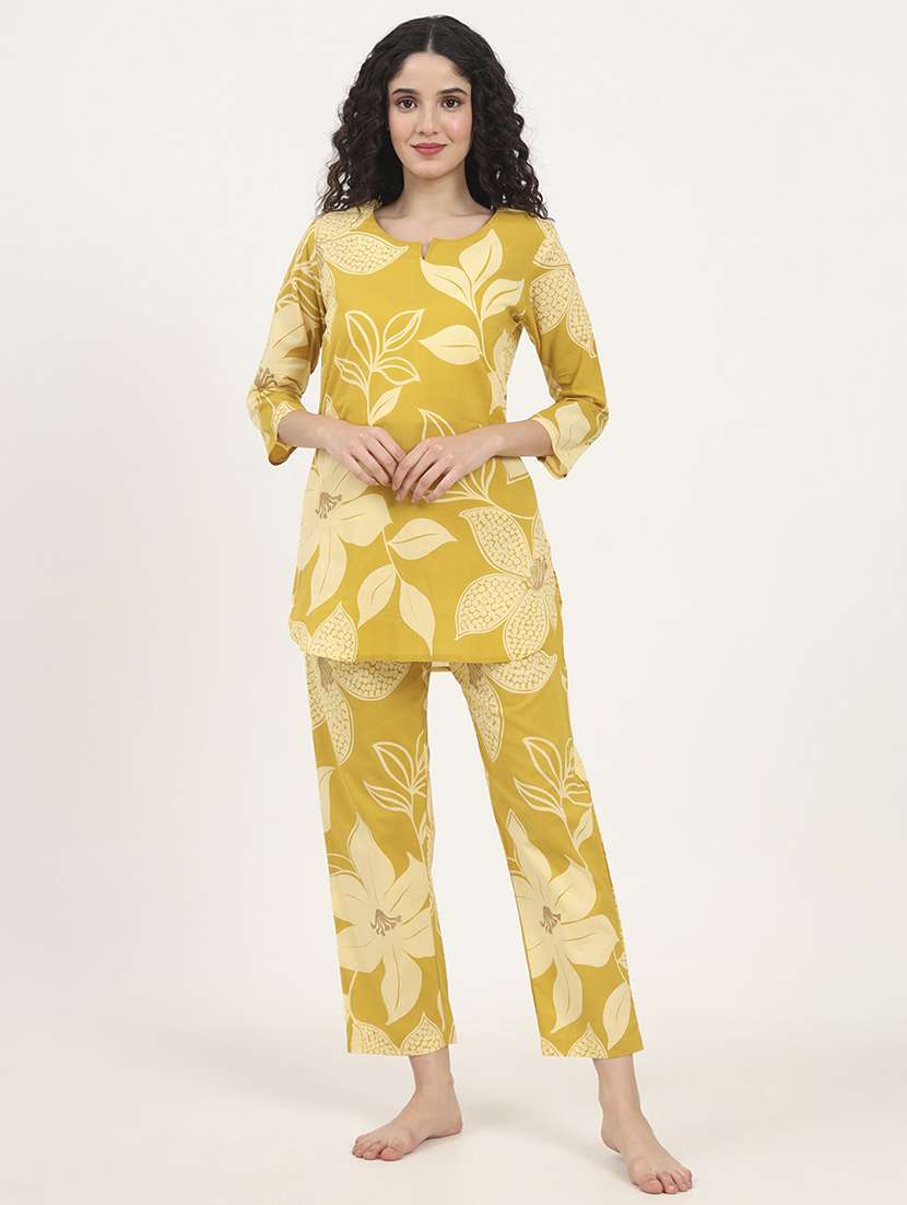 women printed nightwear pyjama set