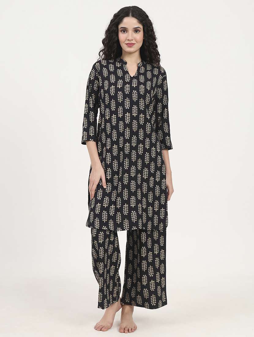 women printed nightwear pyjama set