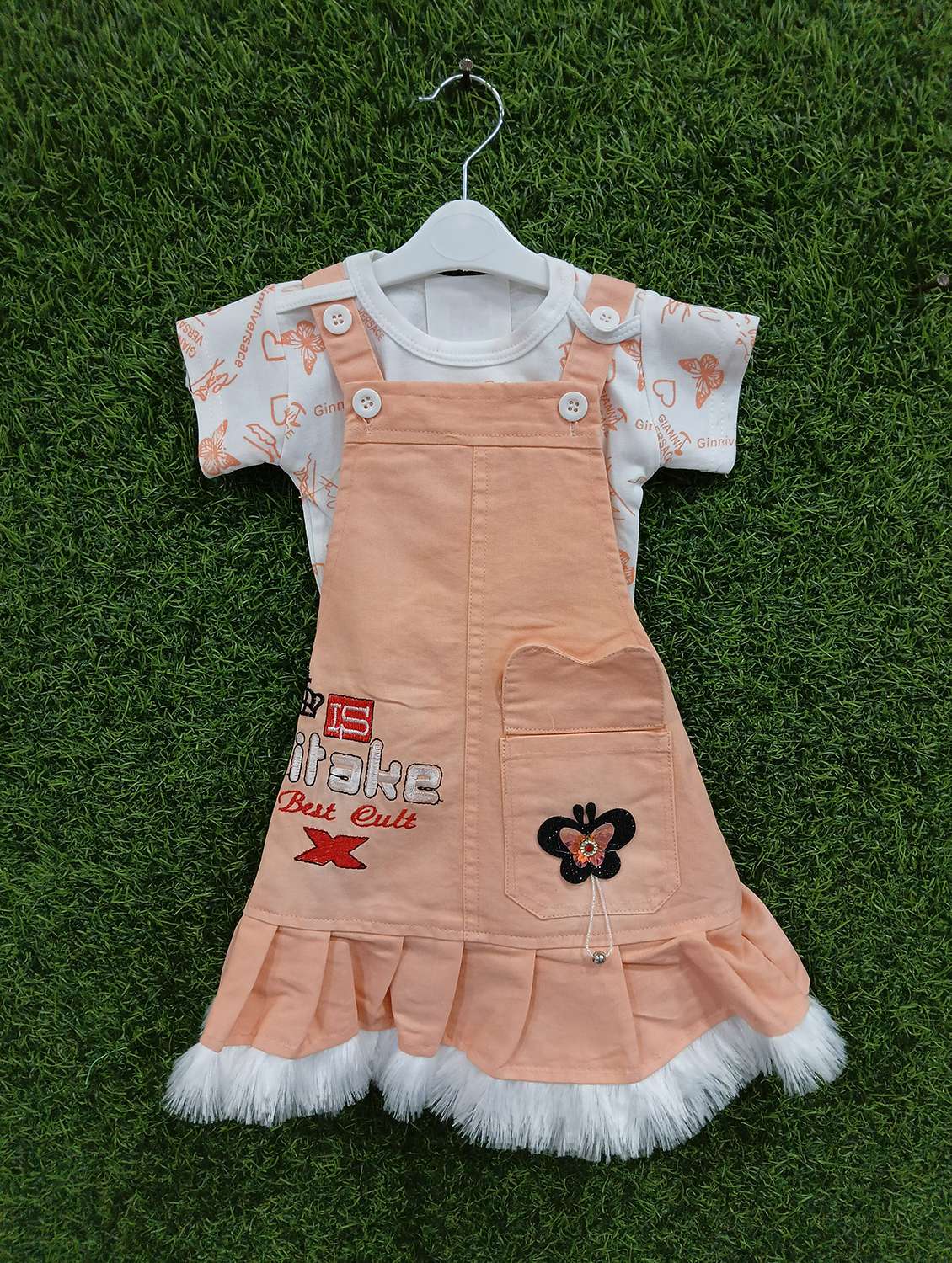 girls printed adjustable strap dungaree dress - 21881682 - Zoom Image - 0