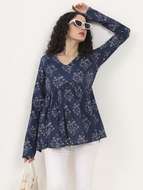 women printed long sleeves flared kurti - 21881707 -  Standard Image - 0