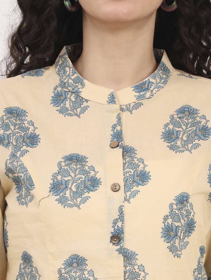 women printed roll-up sleeves kurti - 21881714 -  Standard Image - 5