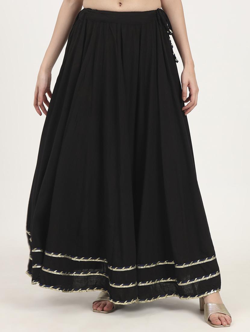 women black three quarter sleeve kurta skirt with dupatta set - 21881750 - Standard Image - 5