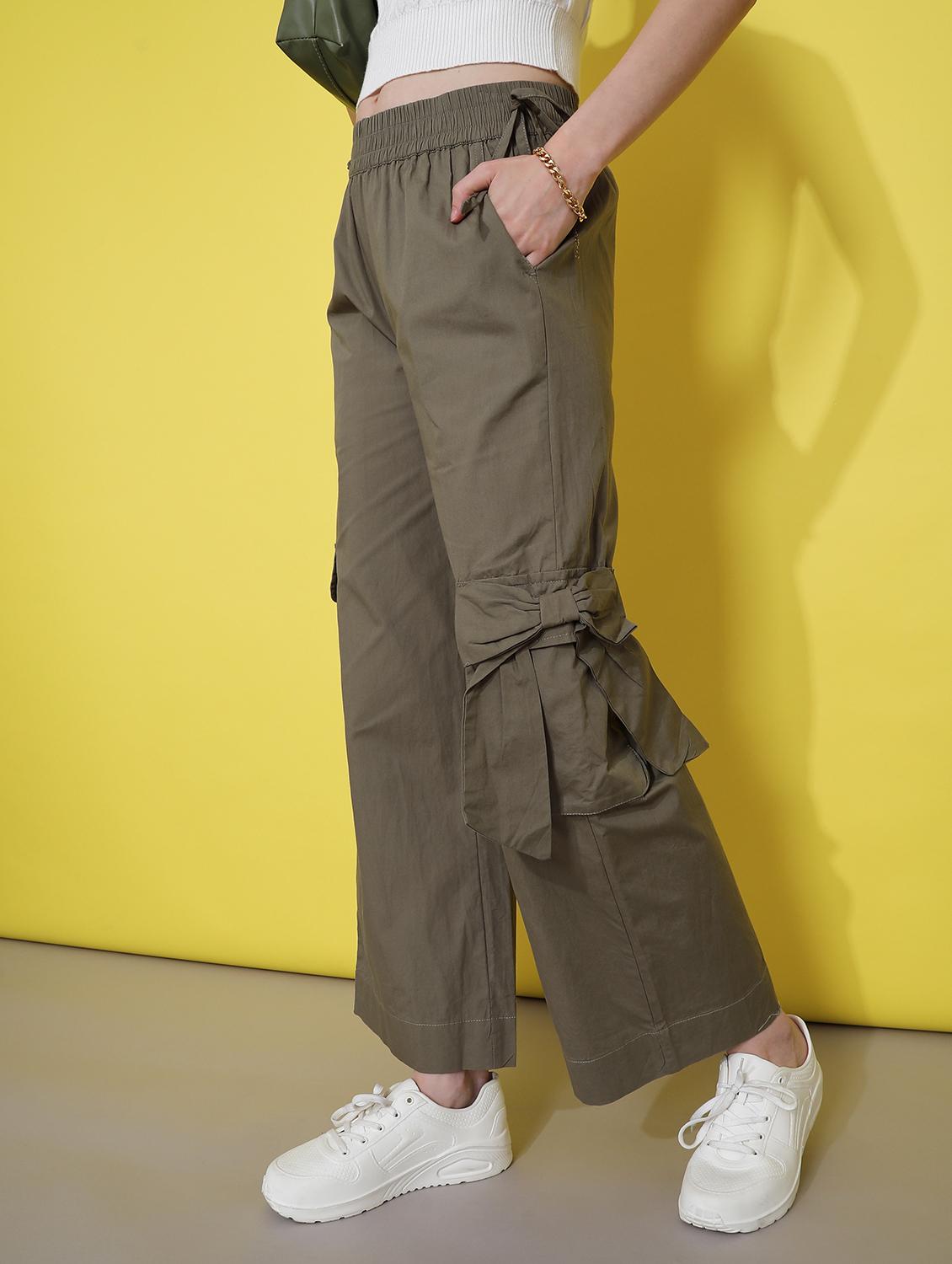 olive poplin trousers - 21881775 - Zoom Image - 0