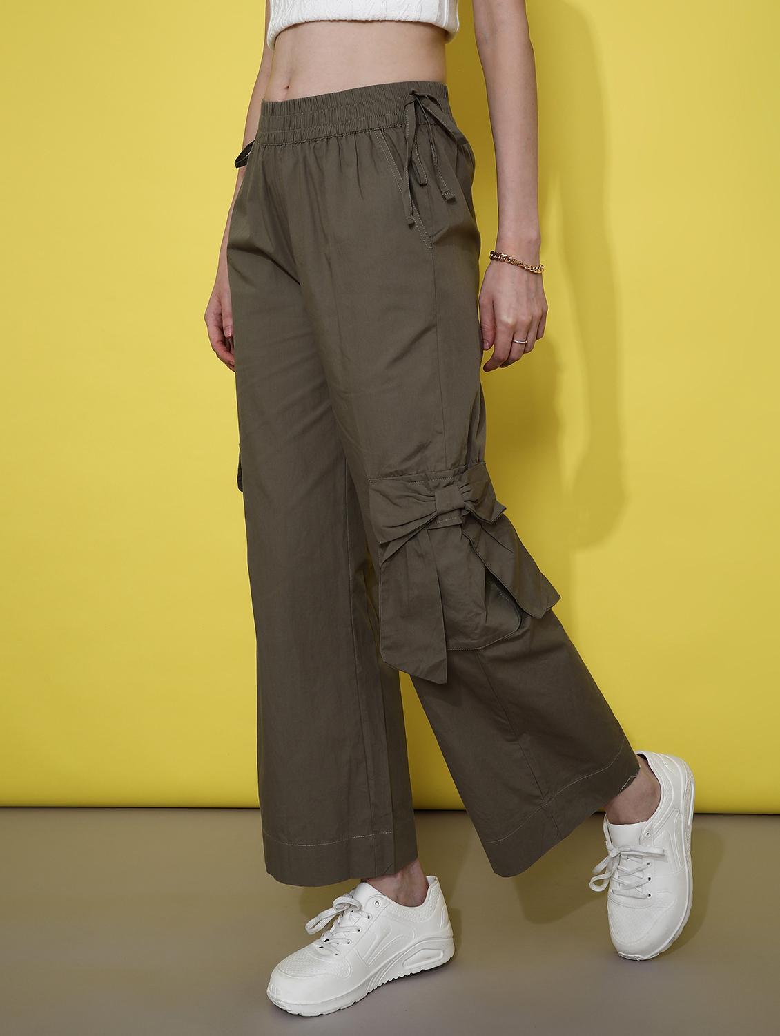 olive poplin trousers - 21881775 - Standard Image - 3