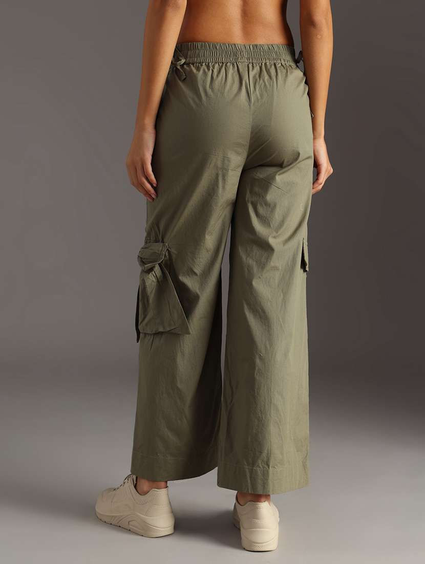 women solid mid rise cargo - 21881775 -  Standard Image - 3