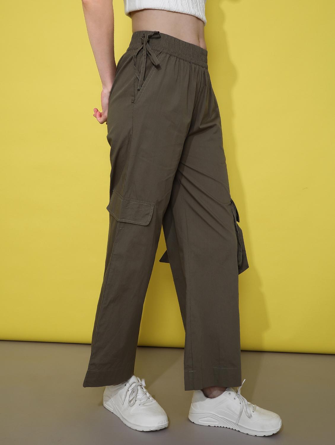olive poplin trousers - 21881775 - Standard Image - 5