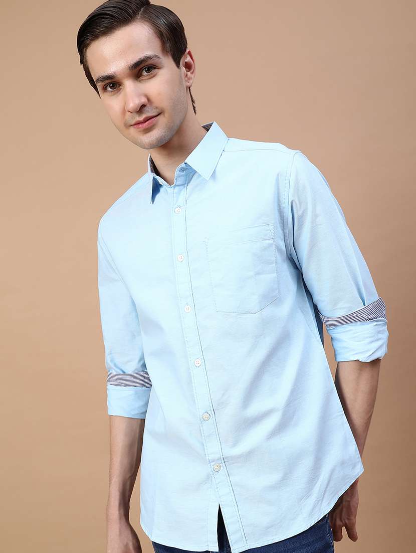 men solid long sleeve regular fit shirt