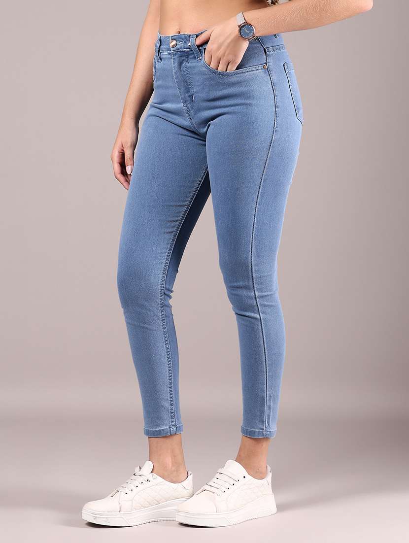 women solid high rise slim fit jean - 21881842 - Standard Image - 3