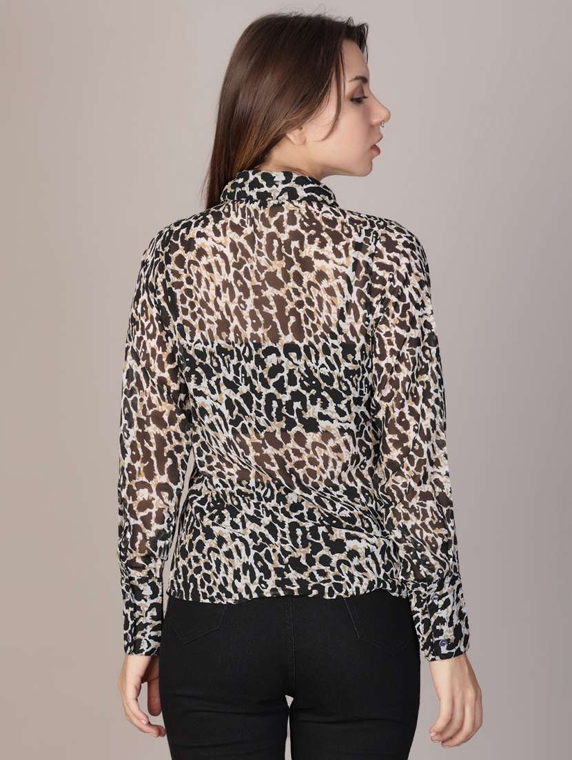 women animal printed long sleeve regular fit shirt - 21881850 -  Standard Image - 3