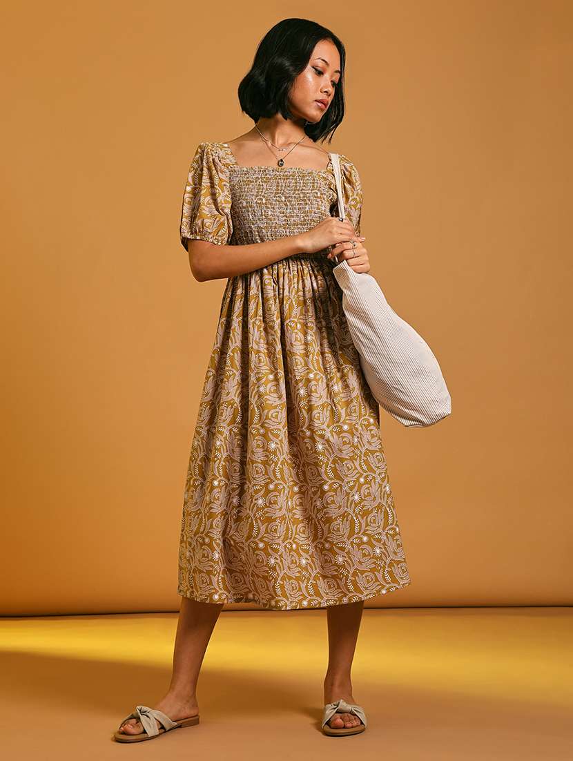 women printed puff sleeve fit & flare ethnic dress - 21881881 -  Zoom Image - 0