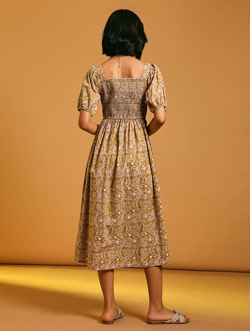 women printed puff sleeve fit & flare ethnic dress - 21881881 -  Standard Image - 3