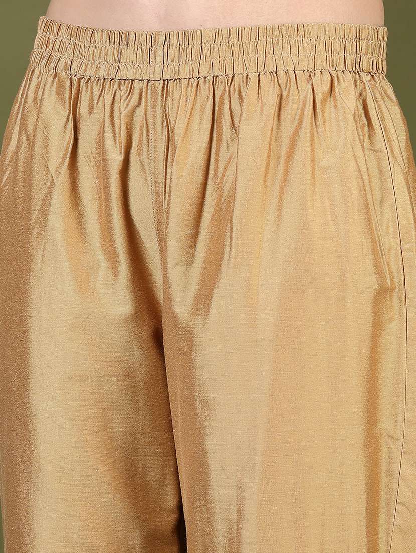 women gold solid mid rise straight tapered pant - 21881891 -  Standard Image - 5