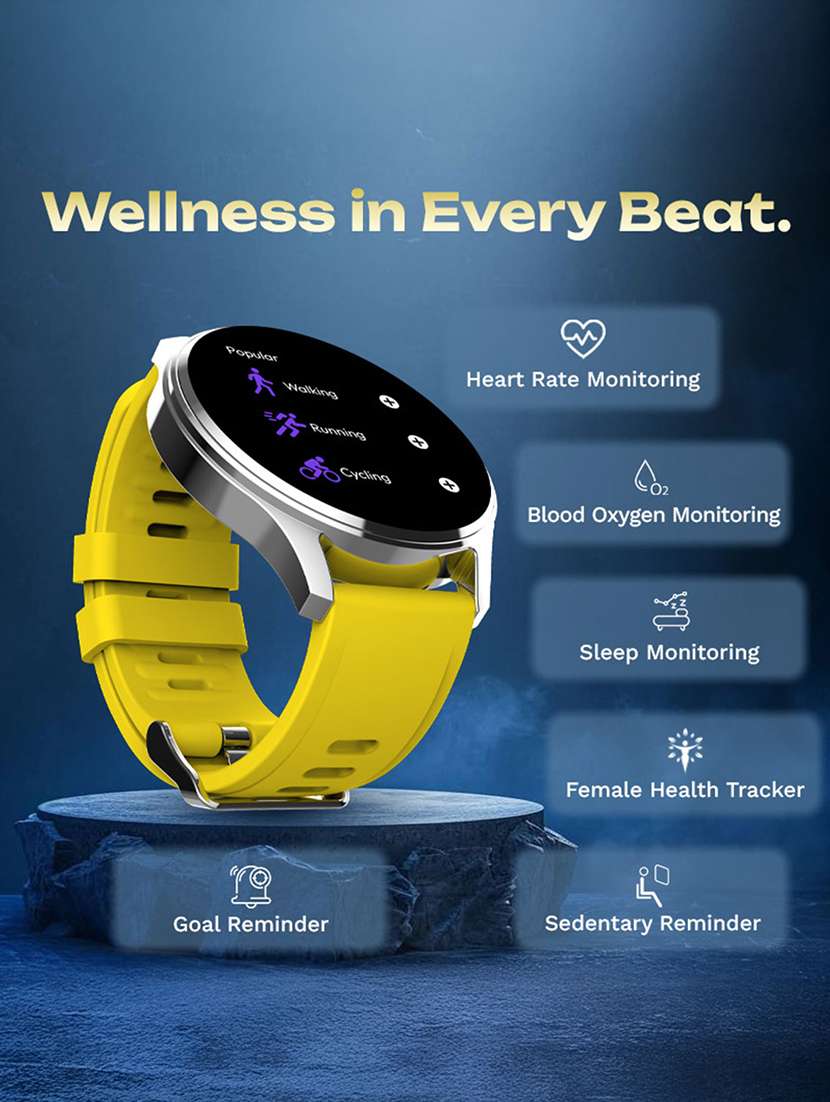 snapup elite bluetooth calling round dial metallic smartwatch (silver yellow) - 21882715 -  Standard Image - 3