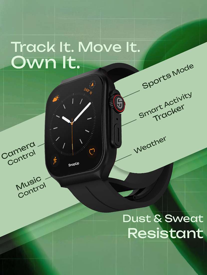 snapup arc x bluetooth calling curved amoled smartwatch (metallic black) - 21882719 -  Standard Image - 3