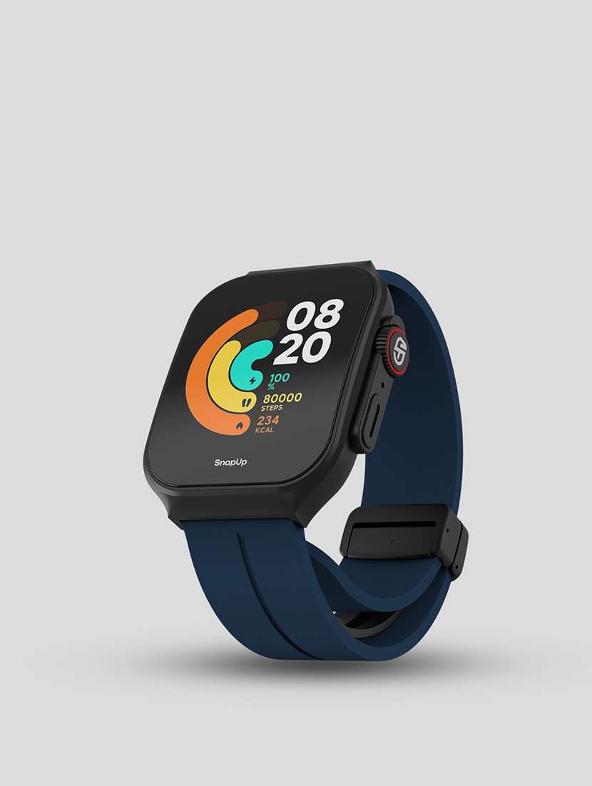 snapup arc x bluetooth calling curved amoled smartwatch (black blue)