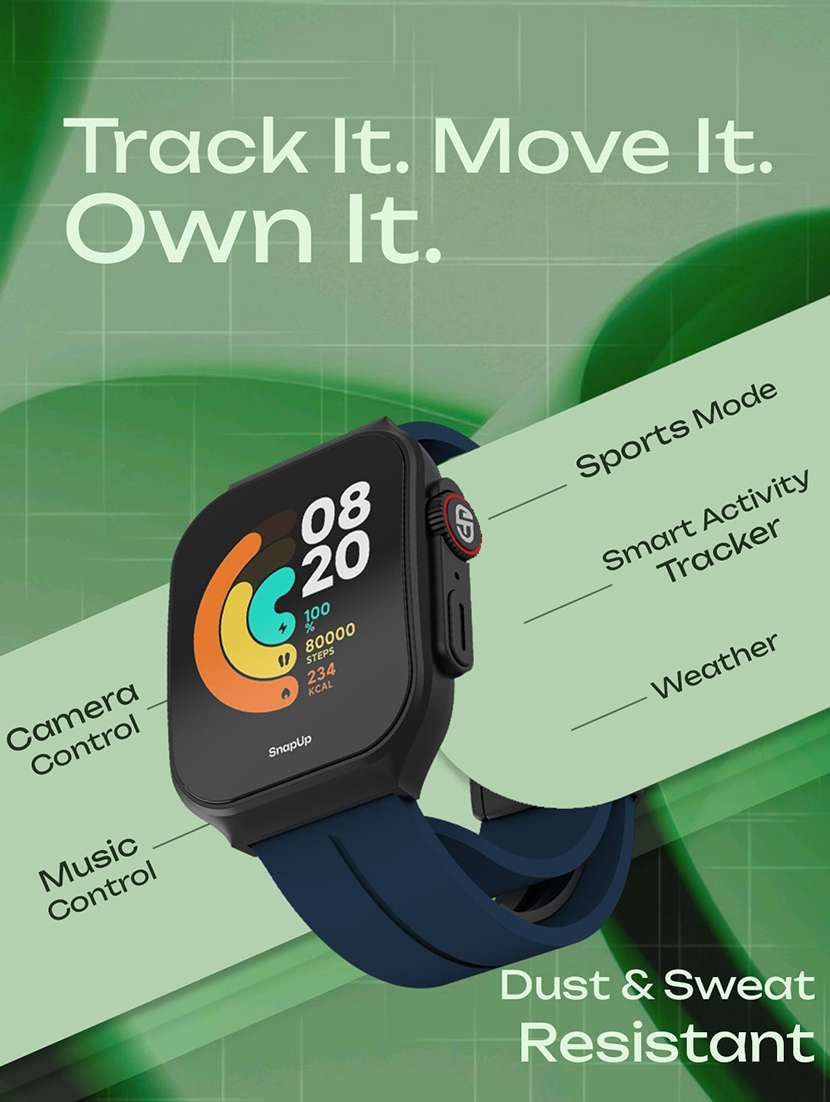 snapup arc x bluetooth calling curved amoled smartwatch (black blue) - 21882720 -  Standard Image - 3