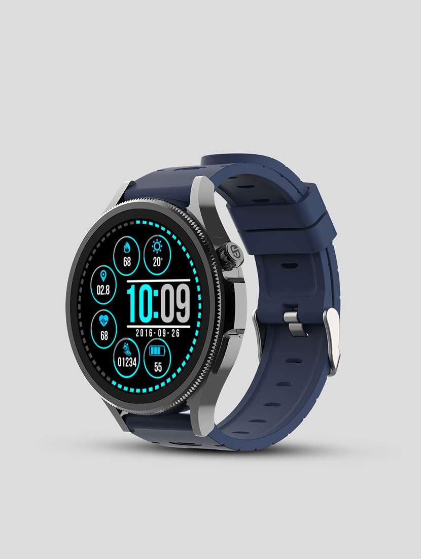 snapup luna x bluetooth calling super amoled round smart watch (black blue)
