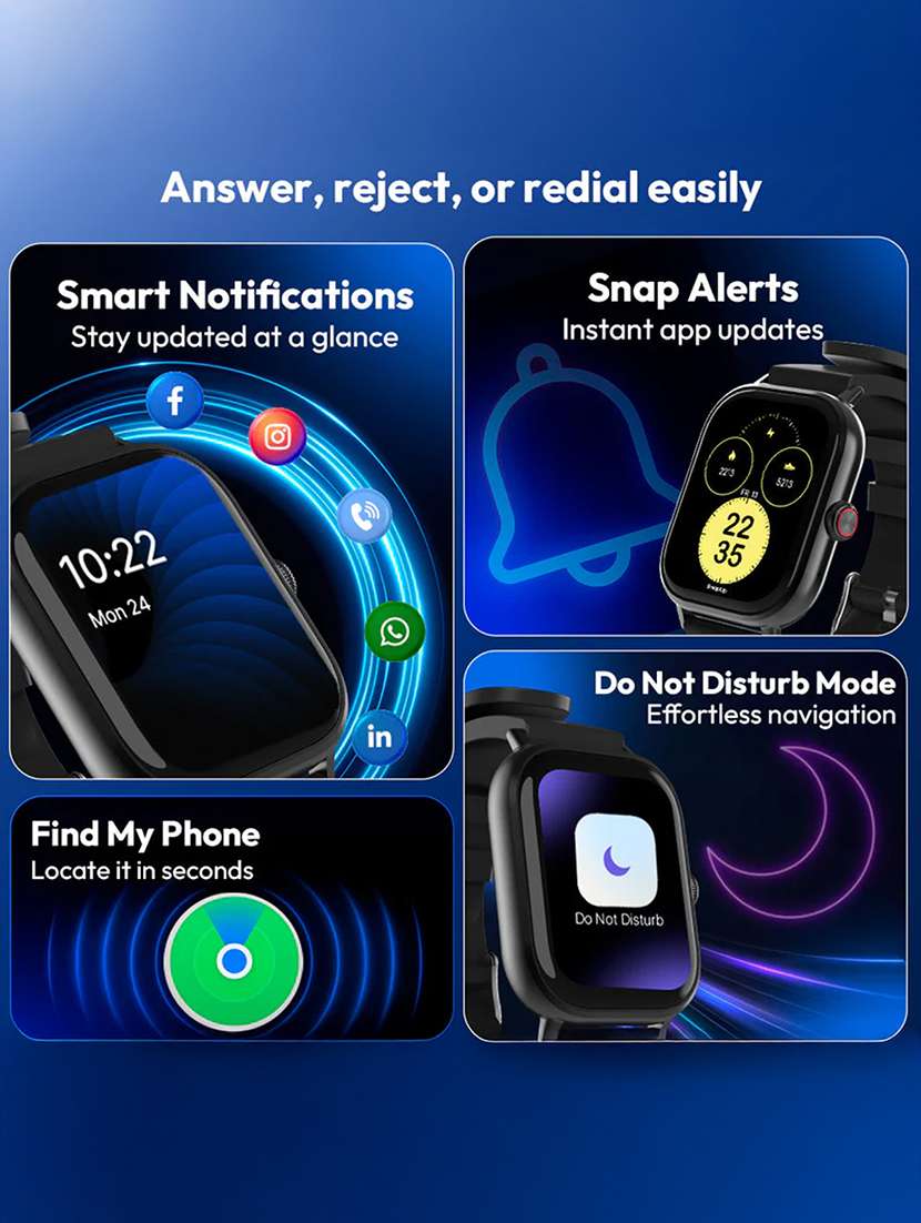 snapup horizon go bluetooth calling smartwatch (jet black) - 21882727 -  Standard Image - 8