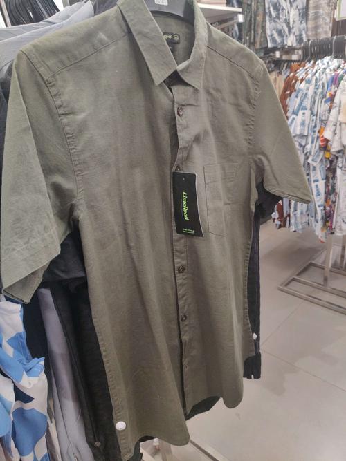 olive cotton casual shirt - 21885257 - Standard Image - 0
