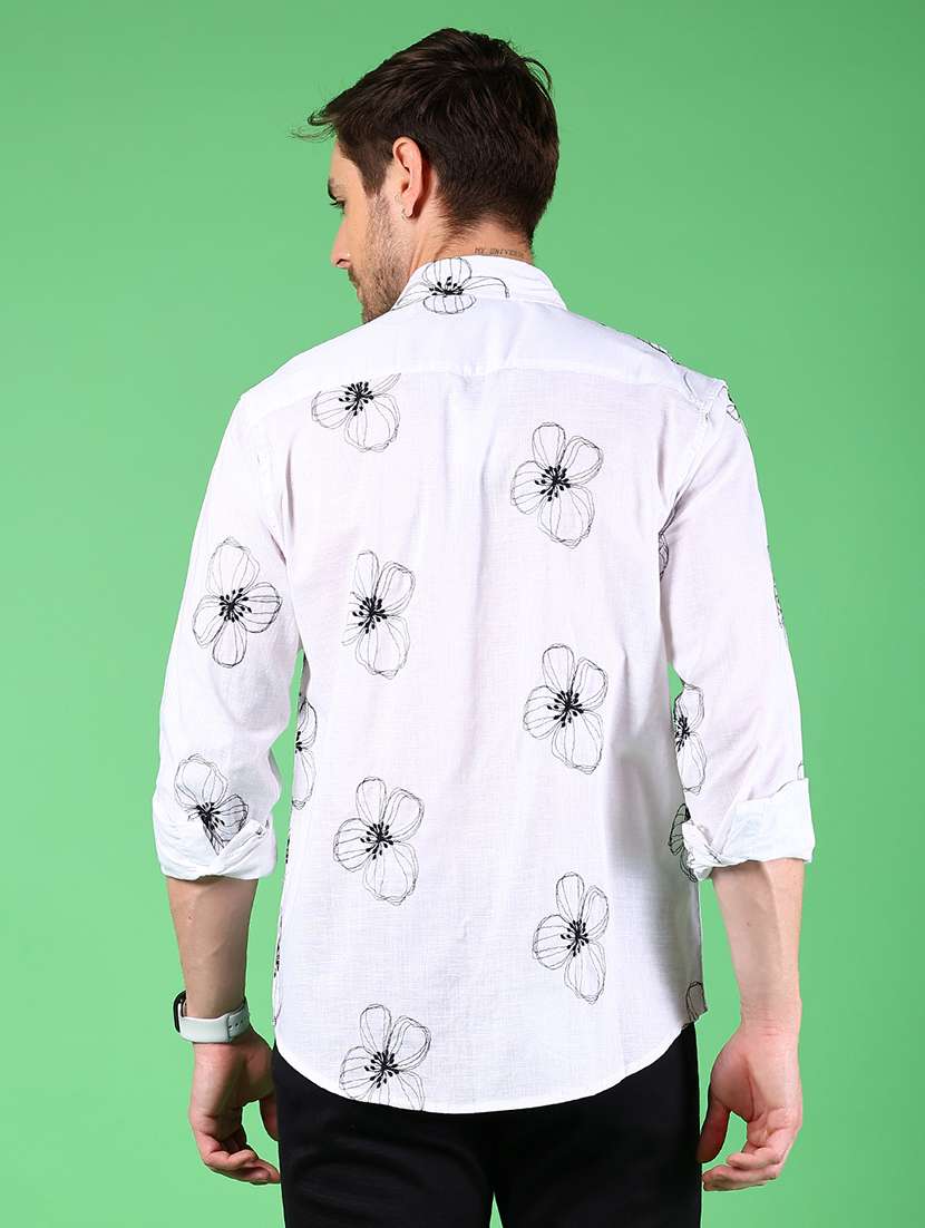 men embroidered collared long sleeve shirt - 21885291 - Standard Image - 3
