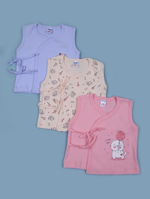 kids pack of 3 printed sleeveless t-shirt - 21885326 -  Standard Image - 0