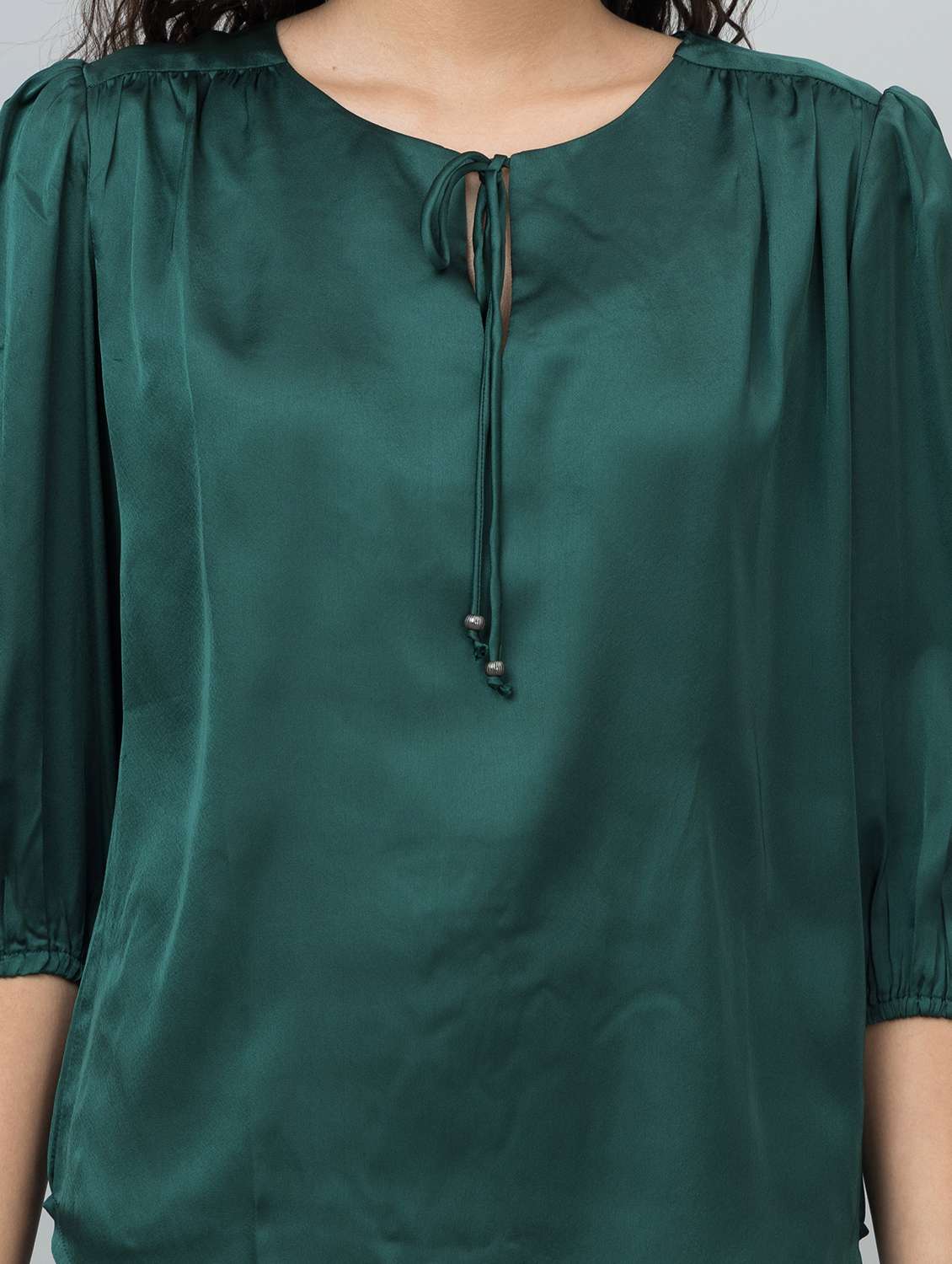 women solid puff sleeves regular top - 21885931 - Standard Image - 5
