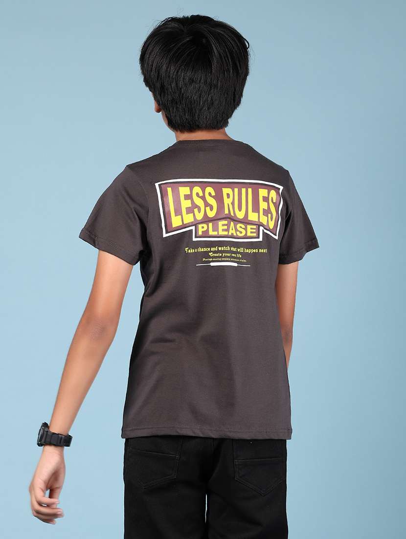 boys front & back printed round neck t-shirt