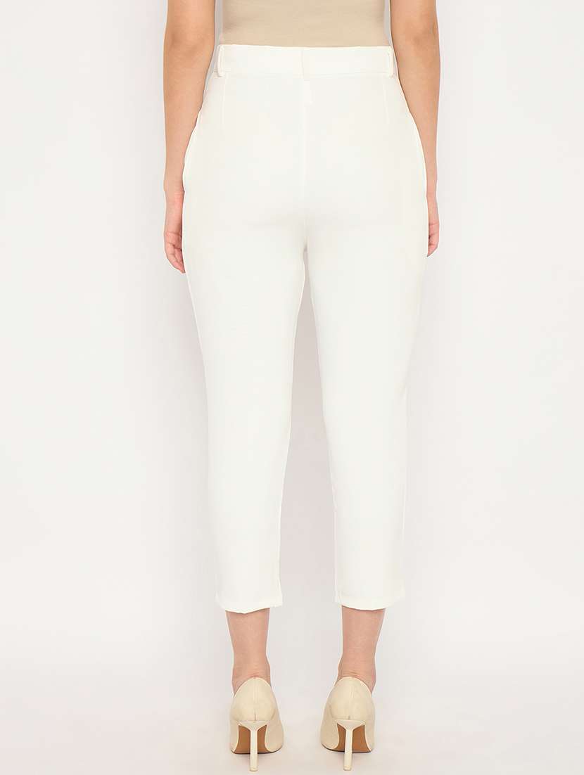 women solid high rise cigarette pants  - 21887805 -  Standard Image - 3