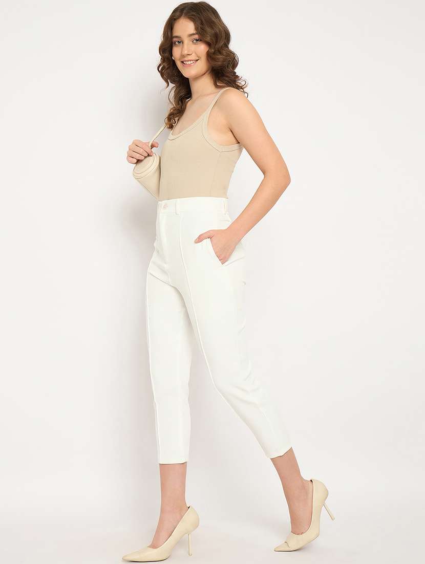 women solid high rise cigarette pants  - 21887805 -  Standard Image - 5