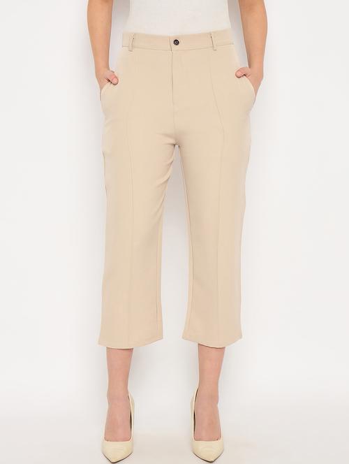 women solid high rise cigarette pants - 21887806 - Standard Image - 0