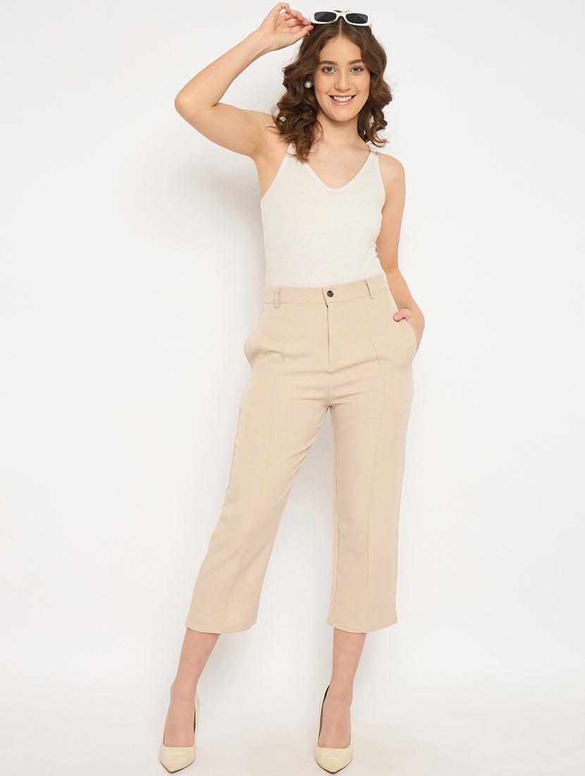 women solid high rise cigarette pants - 21887806 - Standard Image - 5