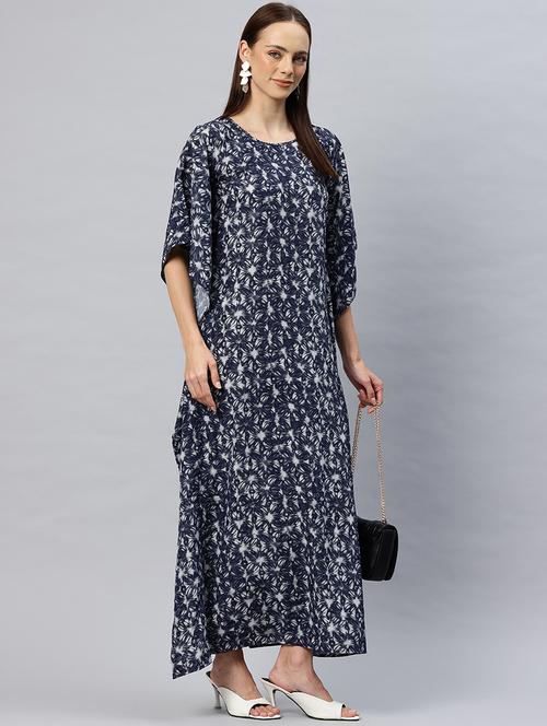 women printed round neck kaftan dress - 21887812 - Standard Image - 0