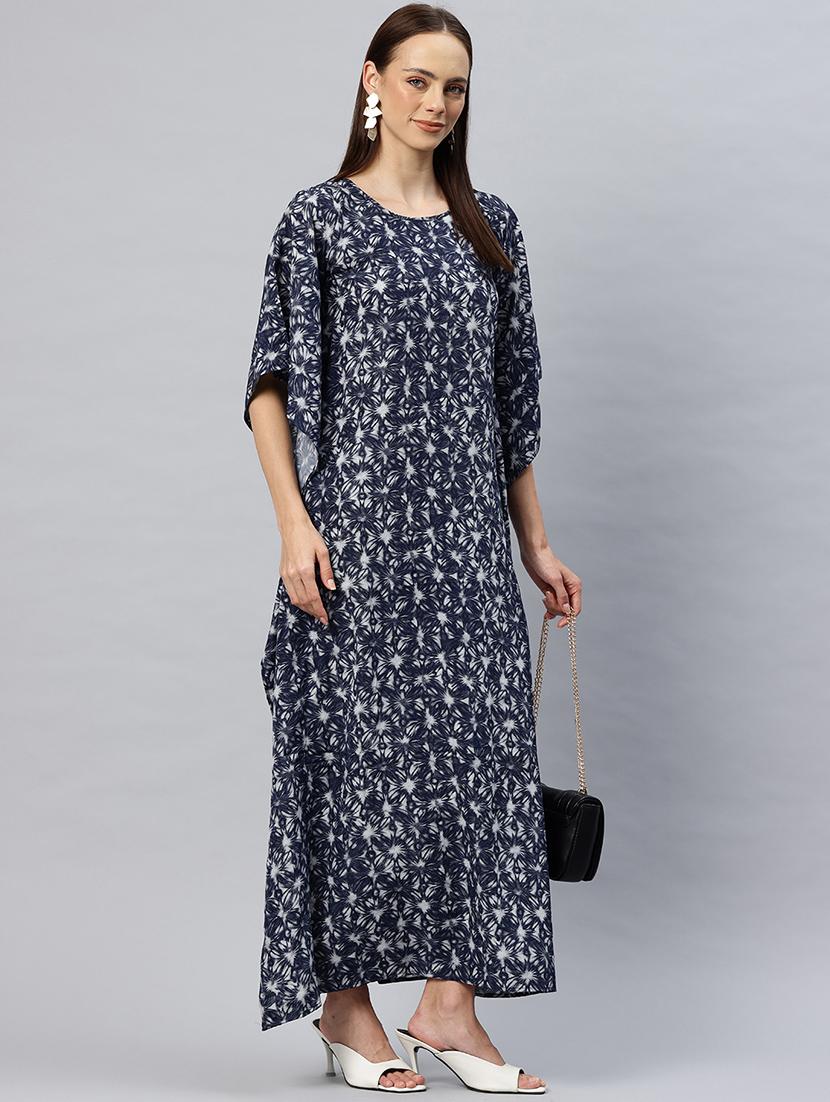 women printed round neck kaftan dress - 21887812 - Zoom Image - 0