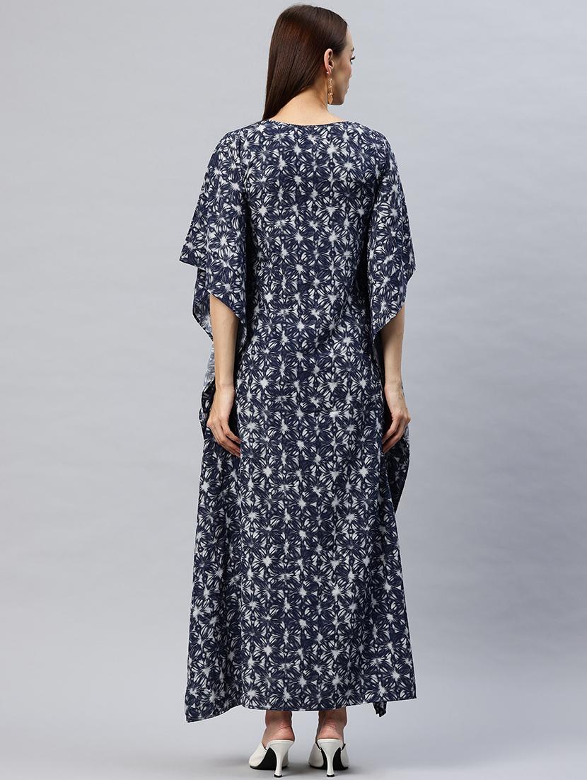 women printed round neck kaftan dress - 21887812 - Standard Image - 3