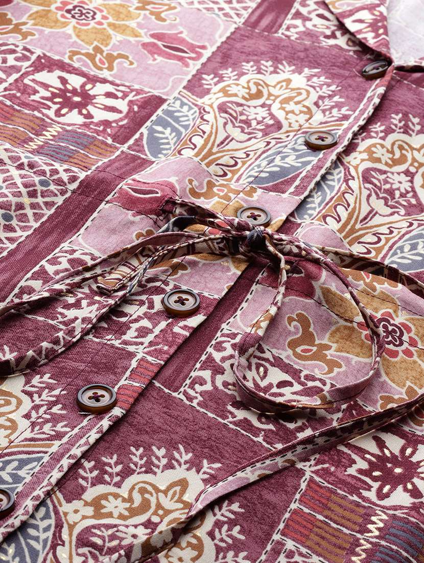 women printed lapel neck shirt dress - 21887816 -  Standard Image - 5